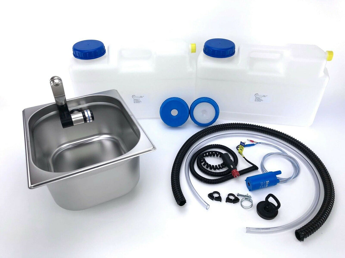Komplett kjøkkenvask - 12V pumpe og vanntanker 10/12L